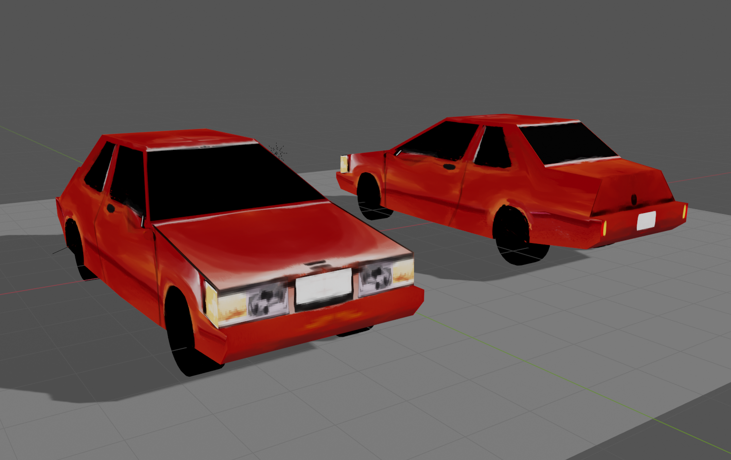 A red car made on blender.